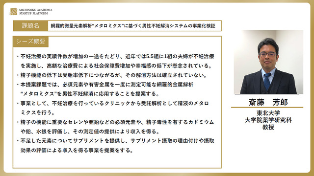 網羅的金属元素解析“メタロミクス”に基づく精子機能改善を介した持続可能な次世代社会の共創